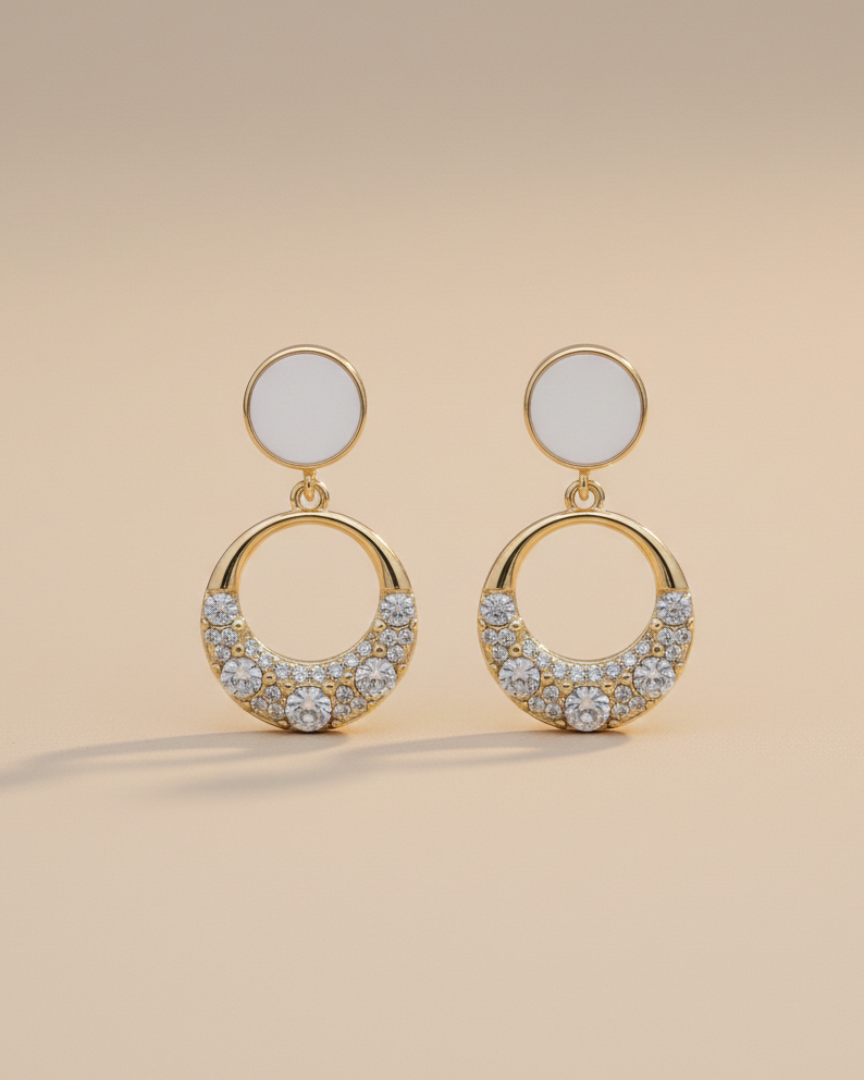 Crystal Circle Drop Earrings
