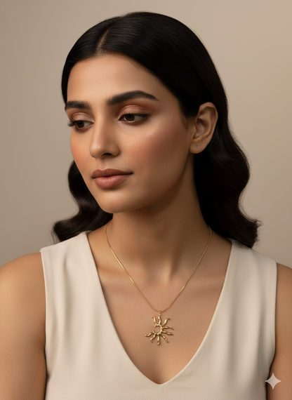 Modern Celestial Sun Gold Necklace for Women
