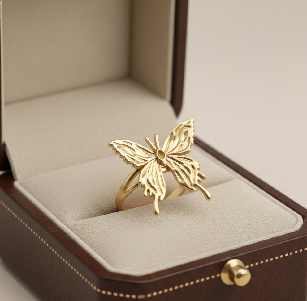 Golden Butterfly Designed Ring