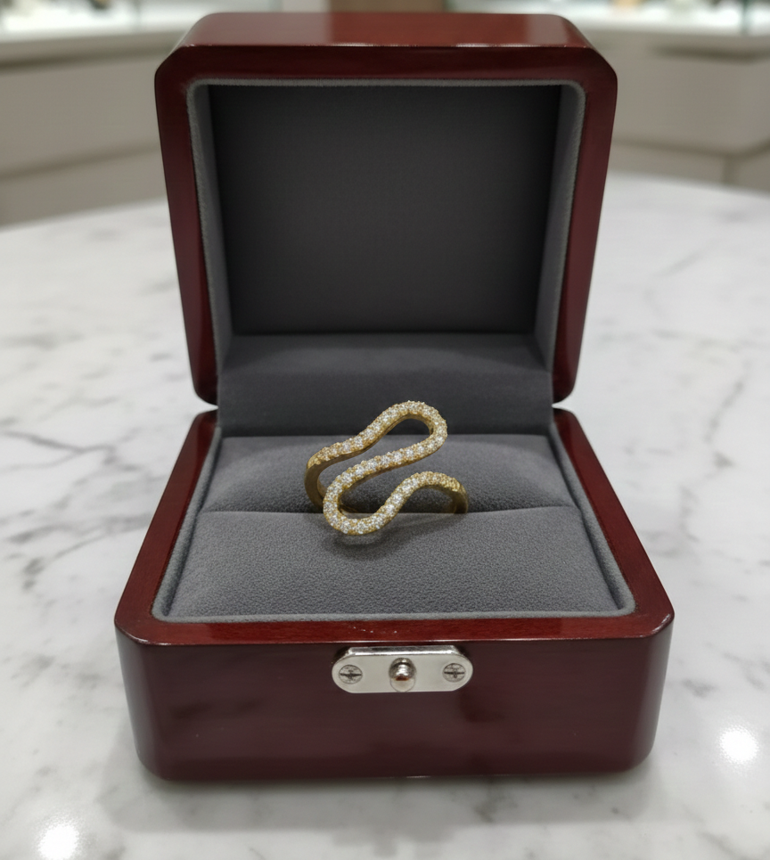 Luxury Crystal Wave Ring for Women