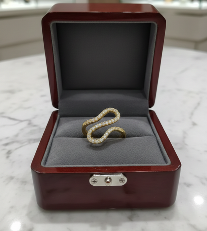 Luxury Crystal Wave Ring for Women