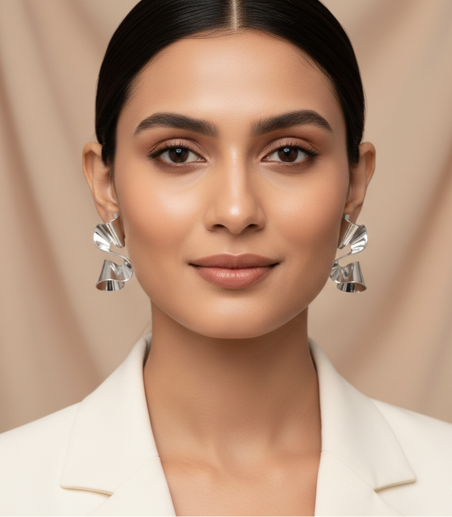 Silver Metal Twisted Stud Earrings – Rare Visual Jewelry