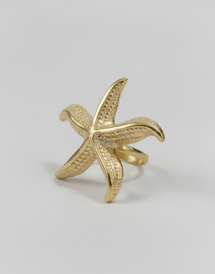 Gold Starfish Statement Ring |  Ocean-Inspired Designer Ring