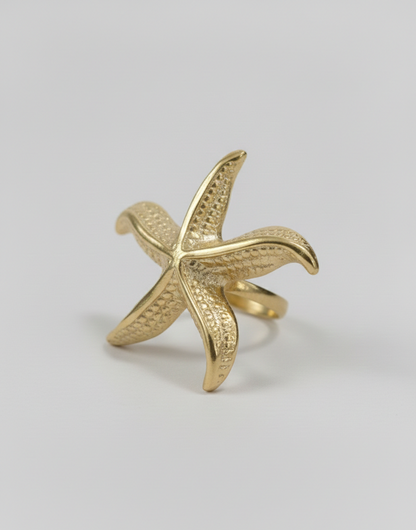 Gold Starfish Statement Ring |  Ocean-Inspired Designer Ring