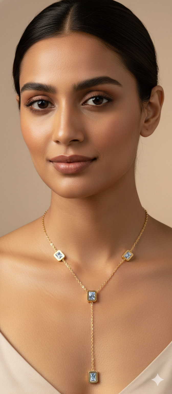 Anti Tranish Y-Necklace with Zircon Stones