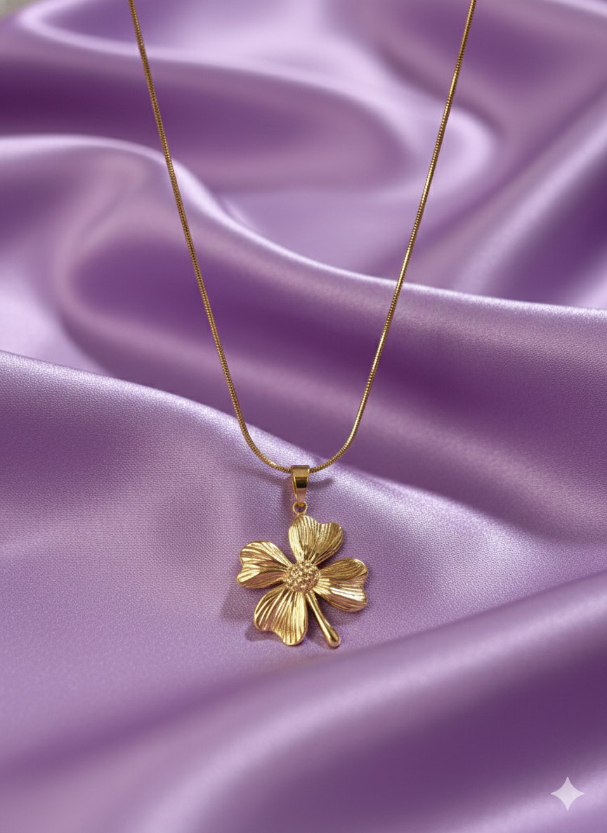 Floral Gold Pendant Necklace for Women