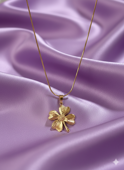 Floral Gold Pendant Necklace for Women