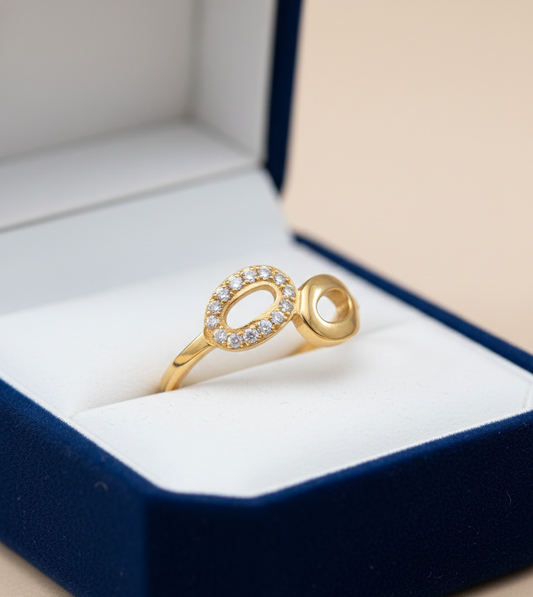 Luxeira Infinity Diamond Gold-Tone Double Oval Ring