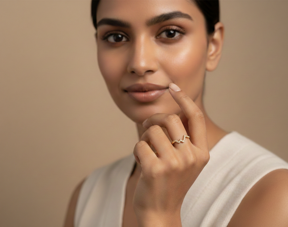 Gold V Shape Diamond Ring for Women | Luxeira Jewels