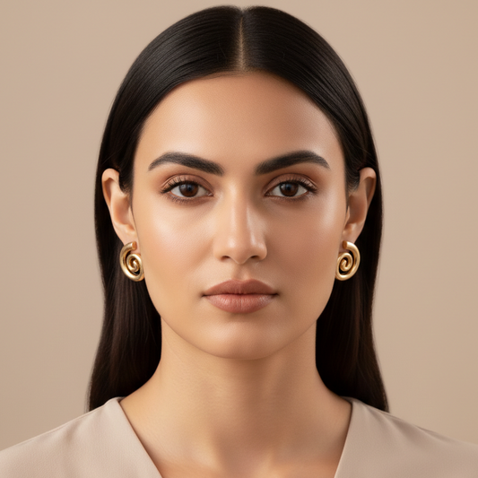 Golden Spiral Stud Earrings | Luxeira Jewels