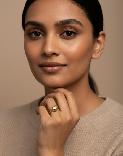 Gold Heart Solitaire Ring