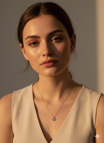 Luxeira Solitaire Diamond Gold Pendant Necklace