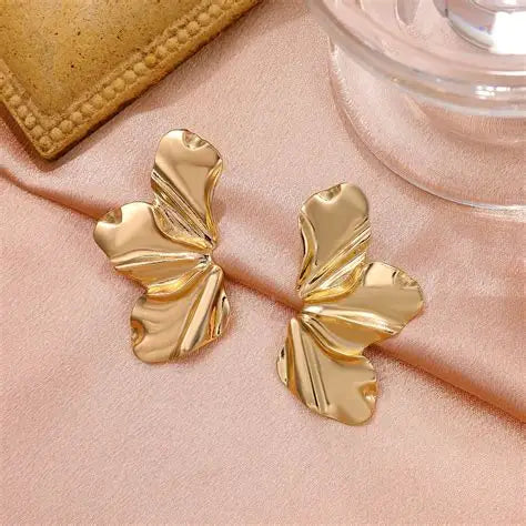 Modern Floral Gold Stud Earrings for Women