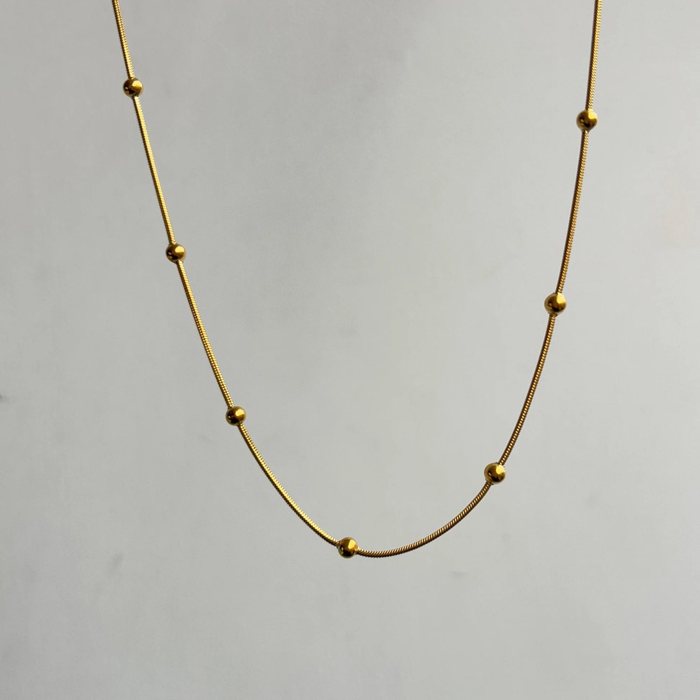 Luxeira Minimal Gold Bead Chain Necklace